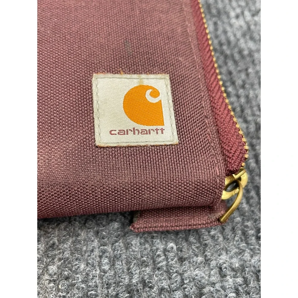 Carhartt Burgundy Canvas Zip Around Organizer Wallet with ID Window and Grommet